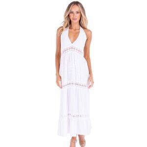 🌿✨Sea Spice DAPHNE  Stunning White Halter Maxi Dress ✨🌿
📍 SZ LARGE